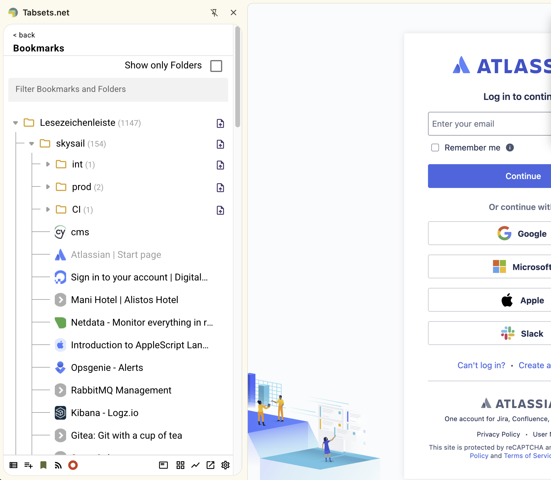 Tabsets' Bookmarks View